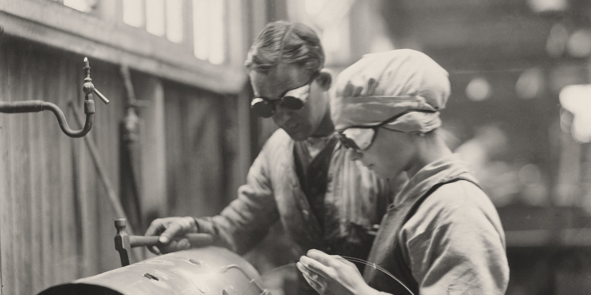 Woman working on a machine