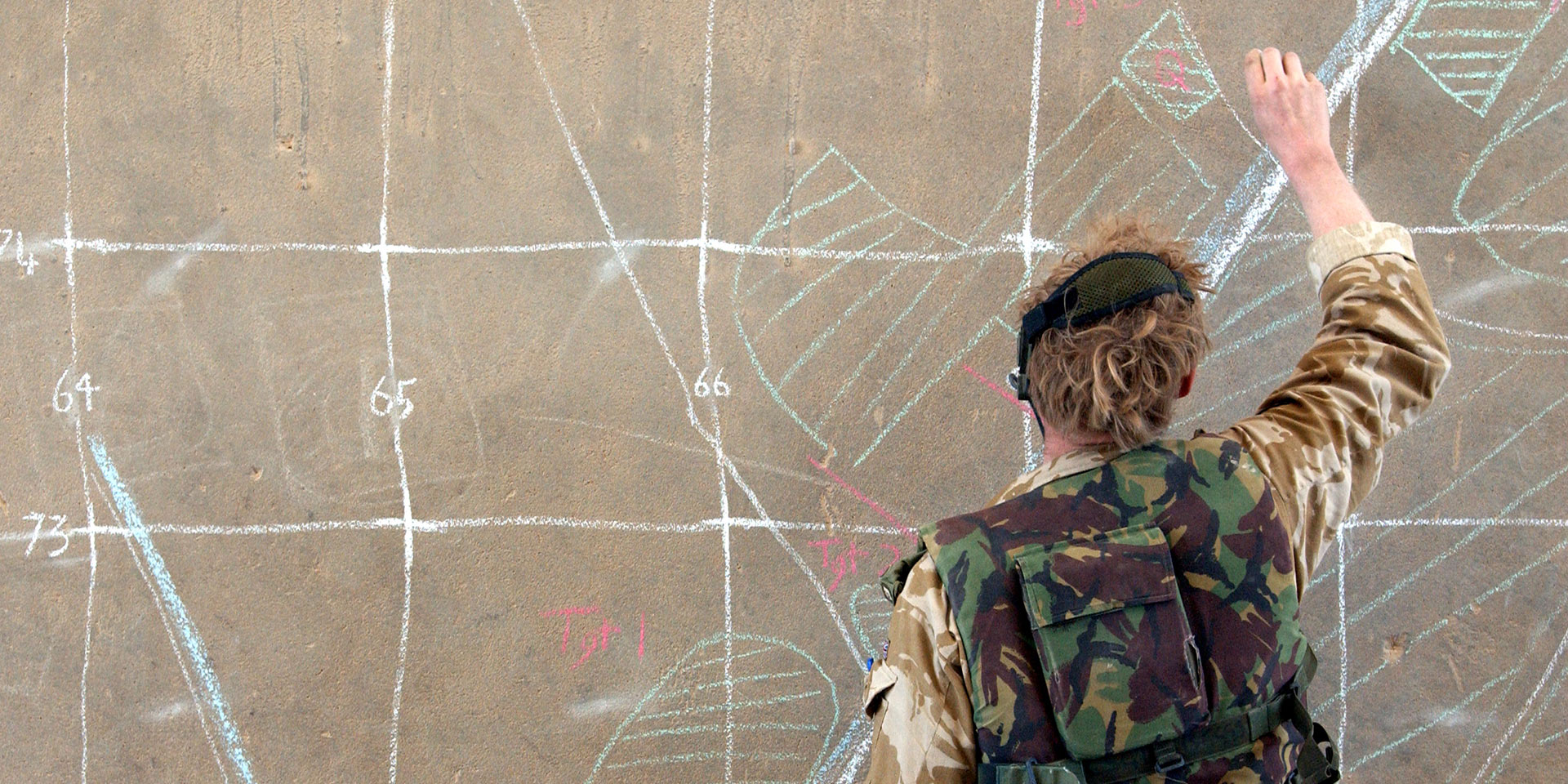 Soldier drawing on wall