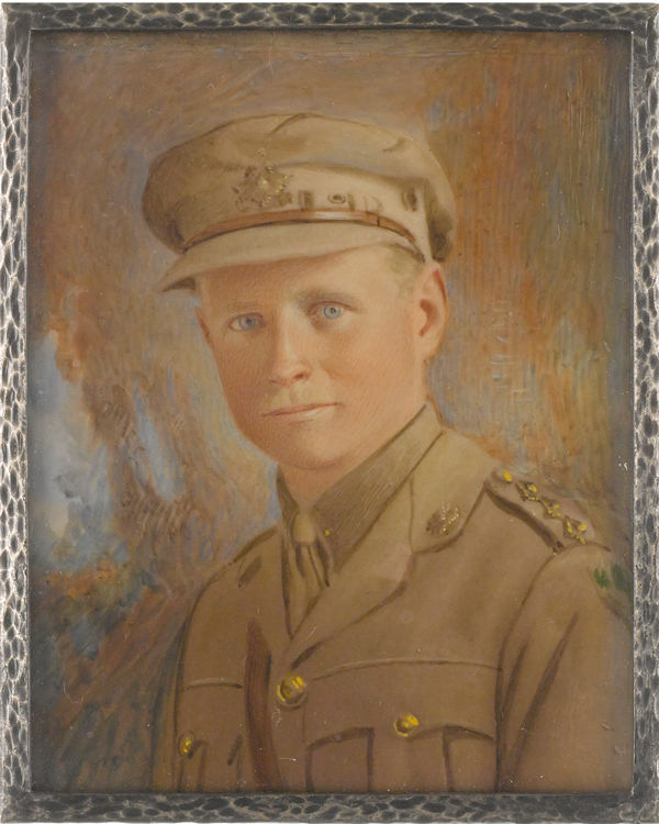 Miniature portrait on ivory of Major Richard Le Brun Nicholson MC, artist unknown, c1918