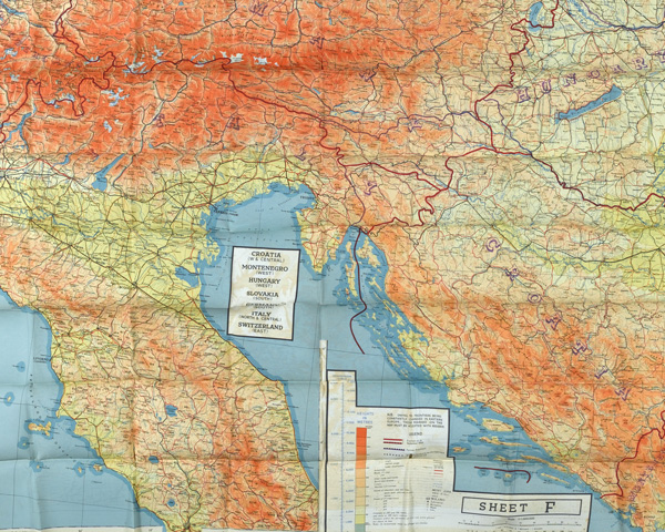 Silk SOE escape map showing part of Yugoslavia, 1944