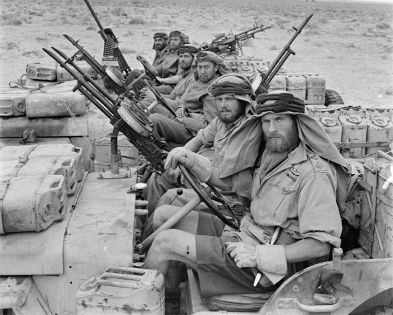 A heavily-armed patrol of 'L' Detachment SAS in their jeeps, 1943