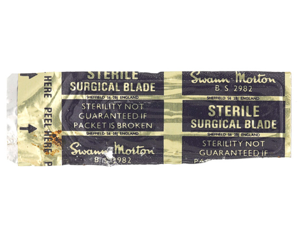 Sterile surgical blade from Andy McNab's survival tin