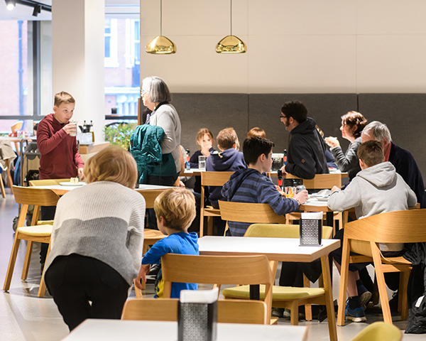 Visitors in cafe
