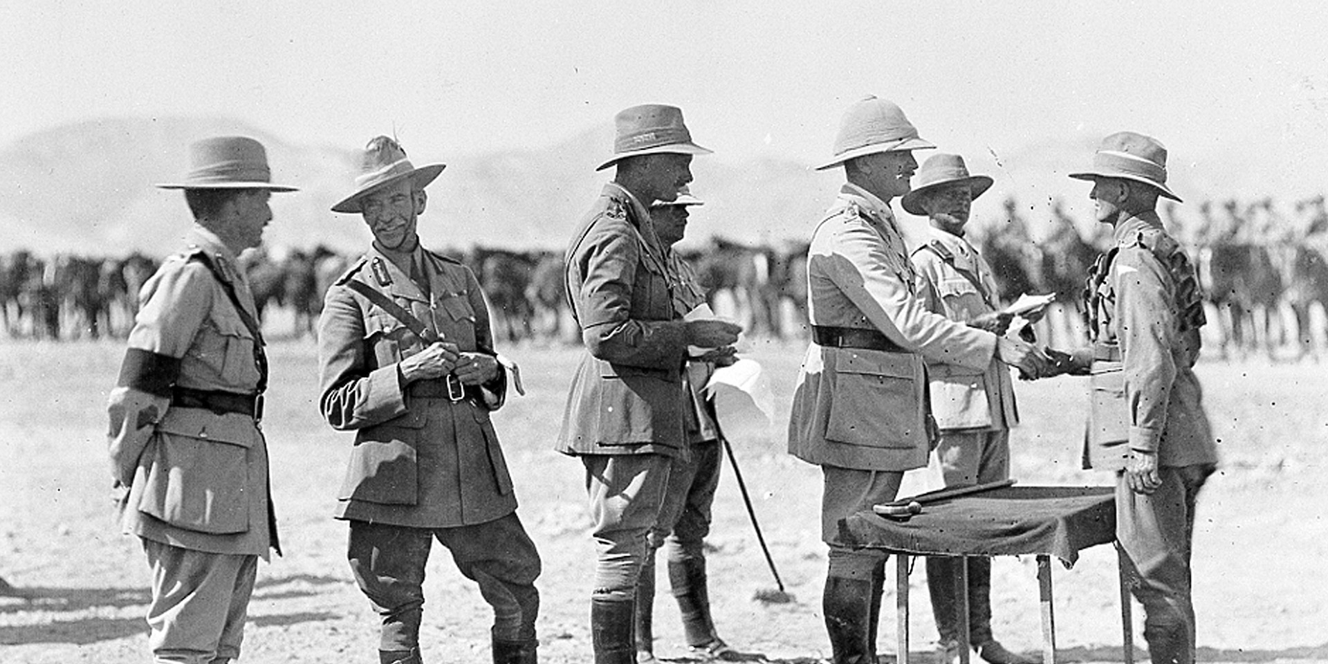 The presentation of medals to troops of ANZAC Mounted Division by General Sir Edmund Allenby, 1918