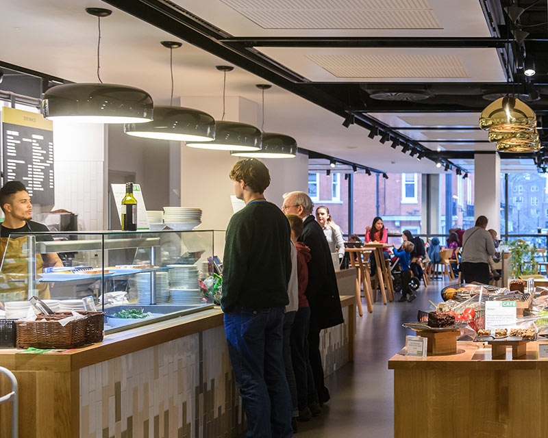 Visitors in cafe