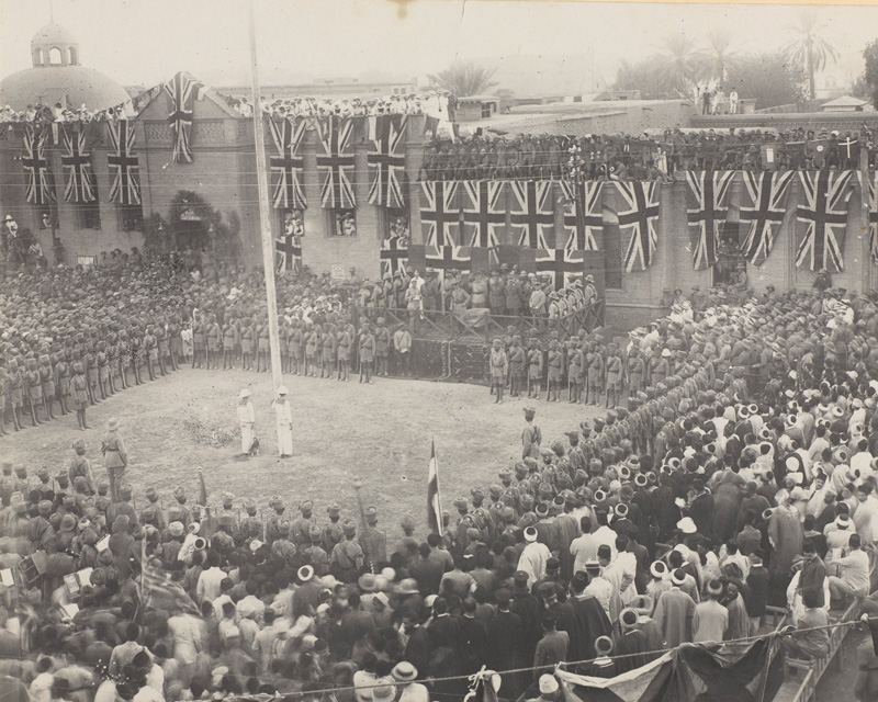 General Sir William Marshall reads the Armistice address in Baghdad, 2 November 1918