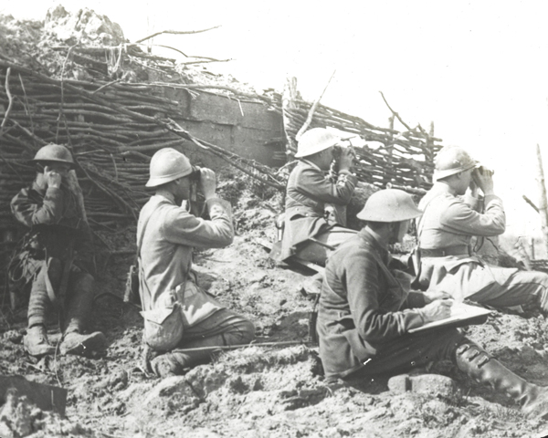 Observing the opening bombardment during the Battle of Langemarck, 16 August 1917