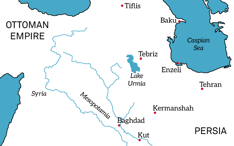 Map of northern Persia and the Caucasus, 1918