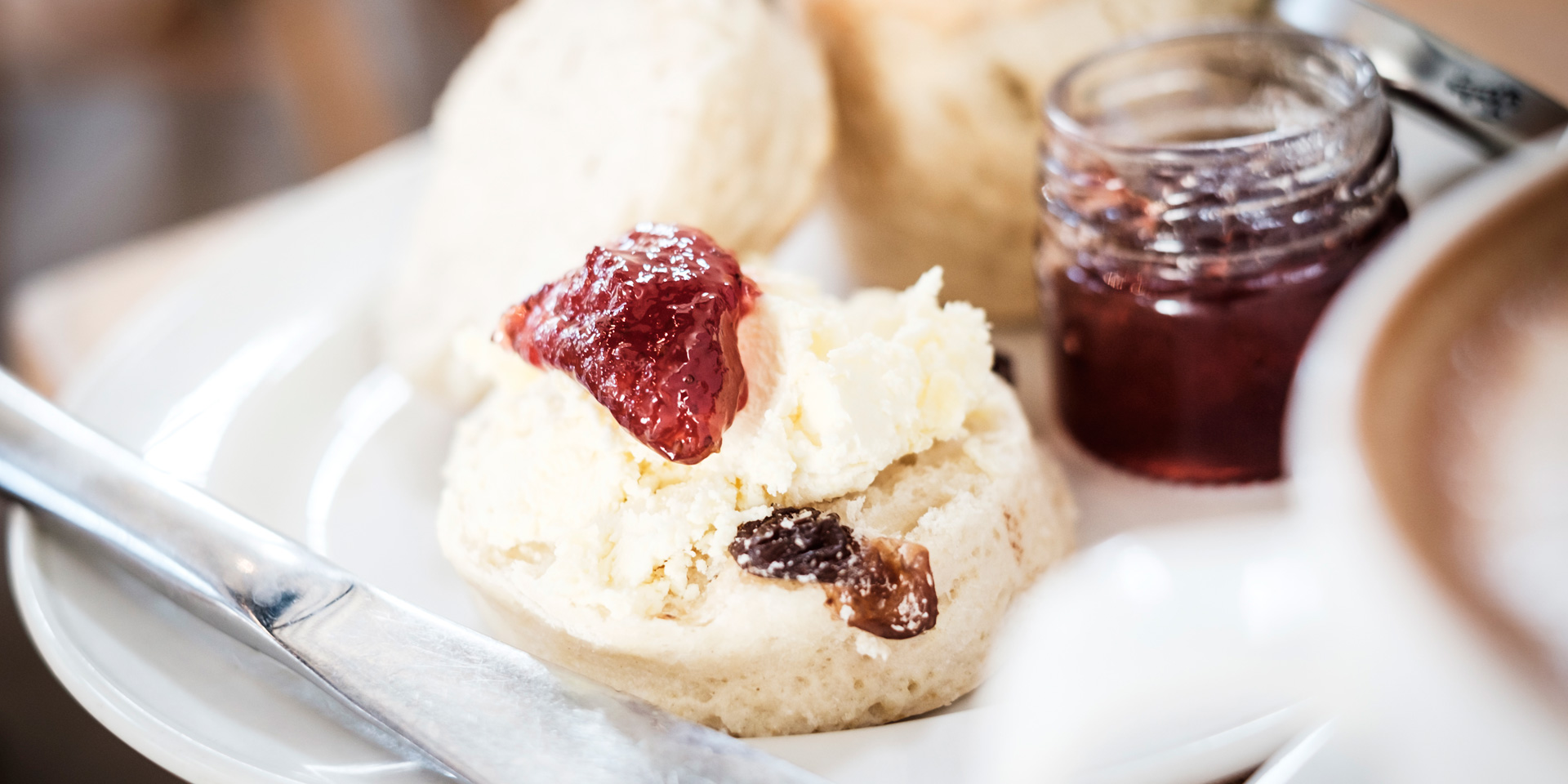 Scones with clotted cream and jam