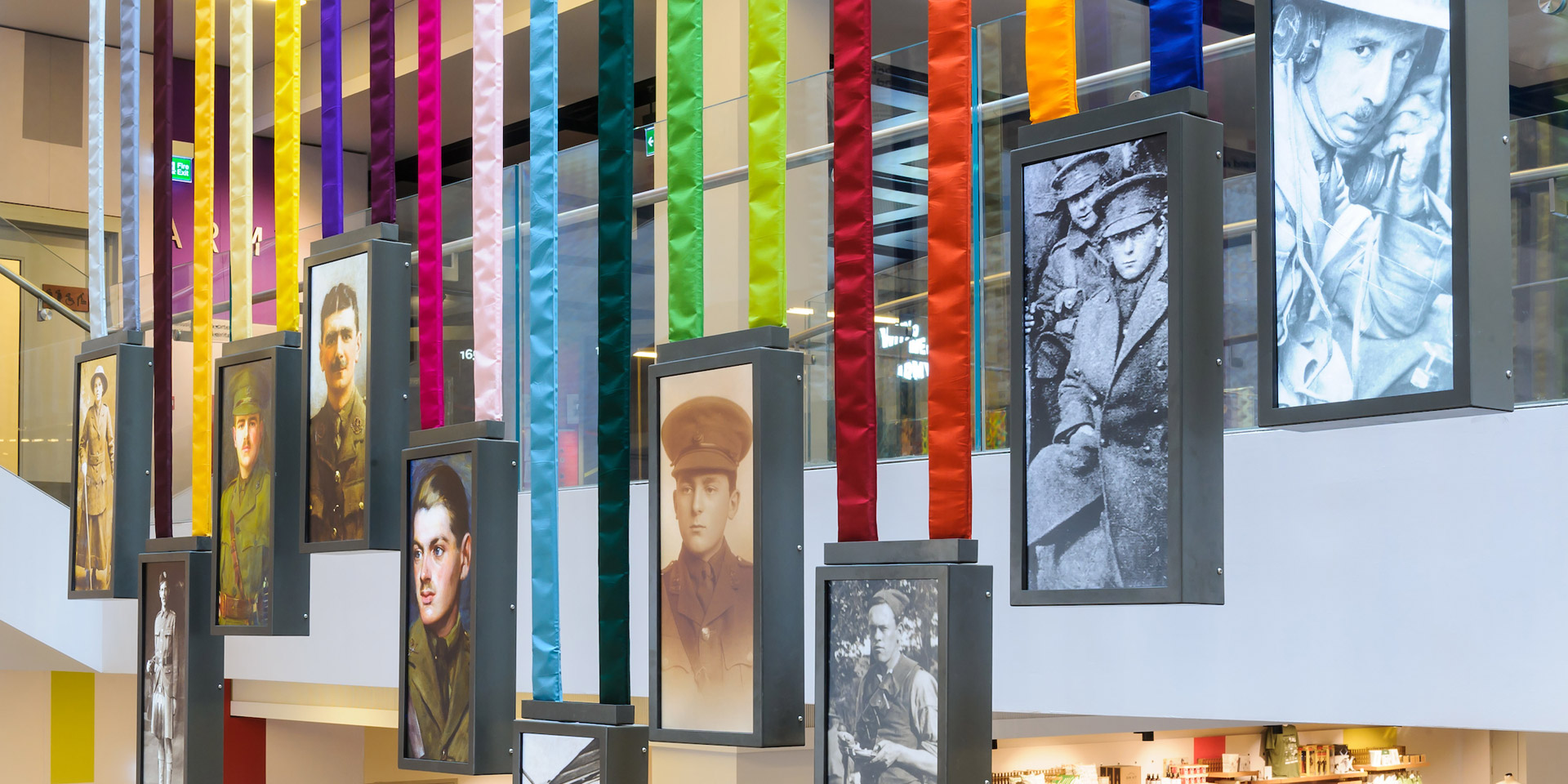 Fabric installation inspired by military medal ribbons