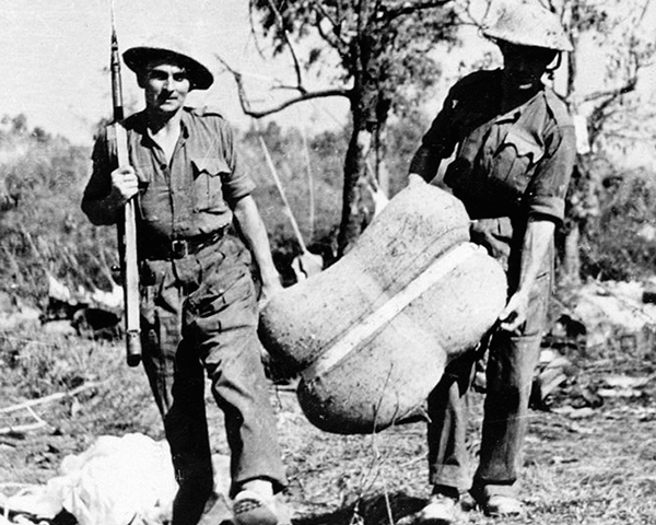 Collecting supplies dropped into the 'Admin Box', February 1944 