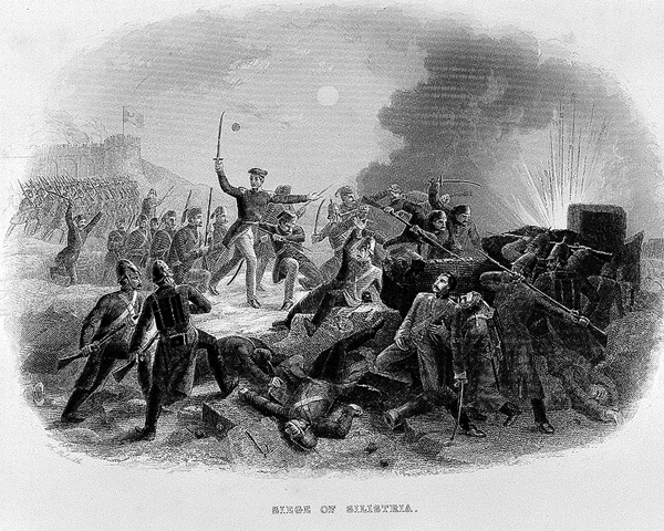 Turkish troops storming enemy positions at Silistria, 1854