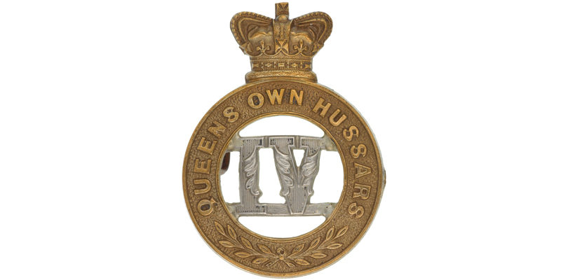 Other ranks' cap badge, 4th (Queen's Own) Hussars, c1900