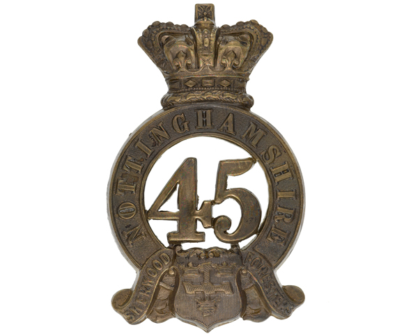 Glengarry badge, 45th (Nottinghamshire) (Sherwood Foresters) Regiment of Foot, 1874