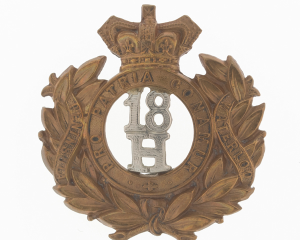 Cap badge, other ranks, 18th Hussars, c1900