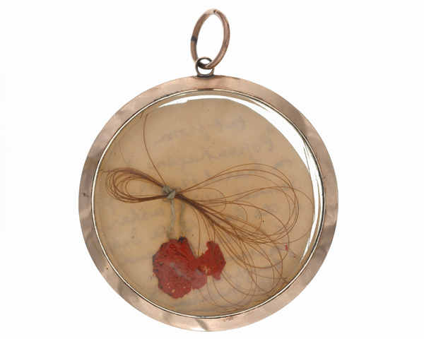 Hair from Copenhagen in a crystal case, 1830