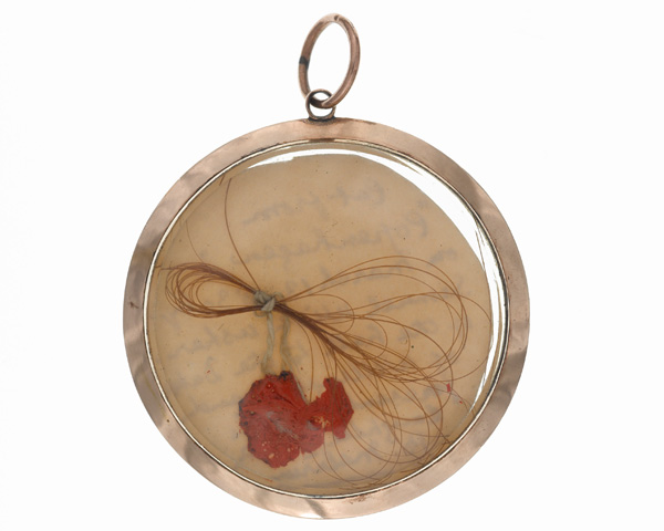 Hair from Copenhagen in a crystal case, 1830