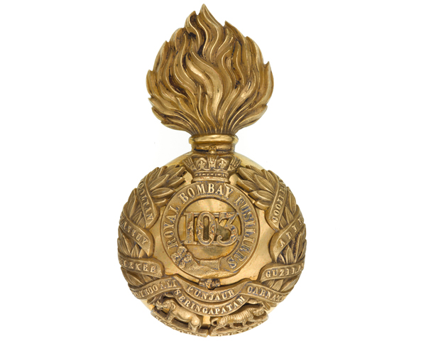 Bearskin badge, 103rd Regiment of Foot (Royal Bombay Fusiliers), c1869
