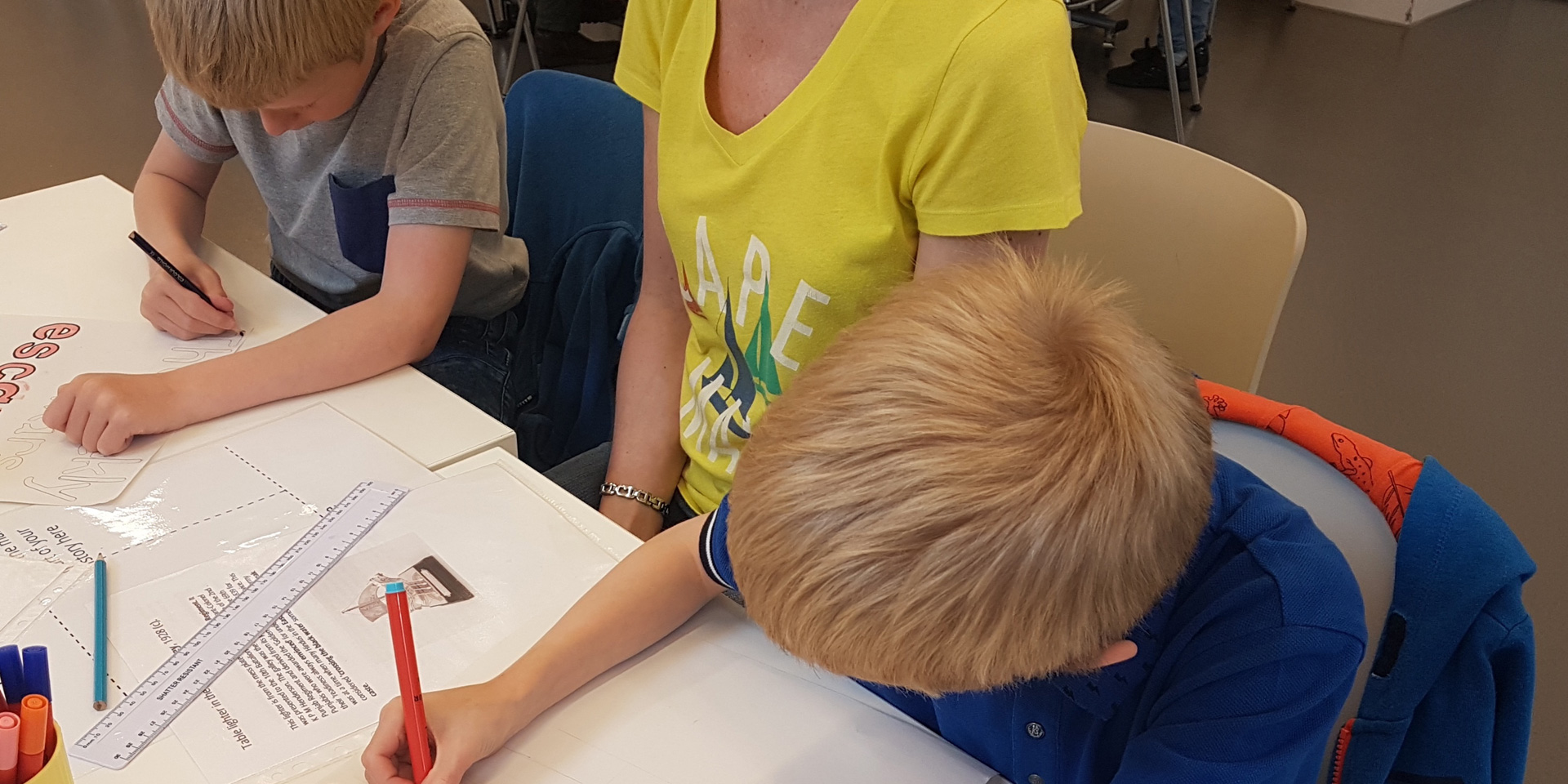 Children taking part in a creative writing workshop