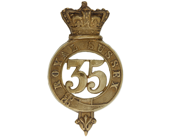 Glengarry badge, 35th (Royal Sussex) Regiment of Foot, c1874