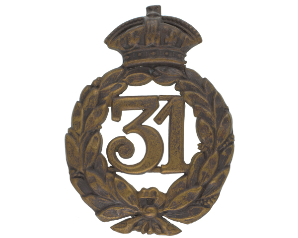 Other ranks' glengarry badge, 31st Regiment, c1877