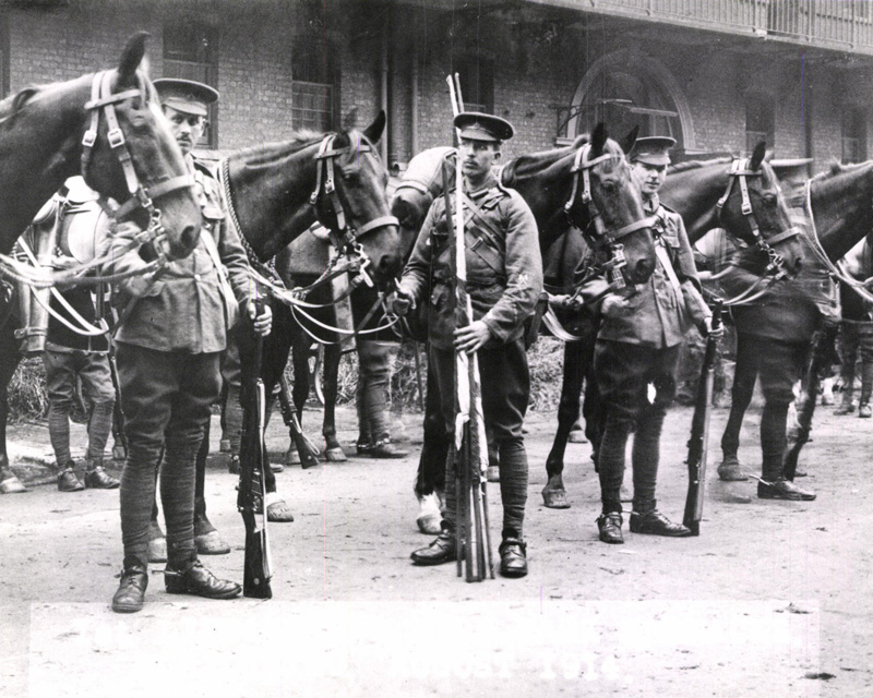 1st Life Guards mobilising at Hyde Park Barracks, August 1914