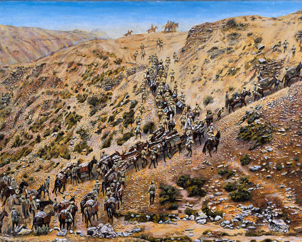 7th (Bengal) Mountain Battery going into action near Kaniguram, Waziristan, 1920