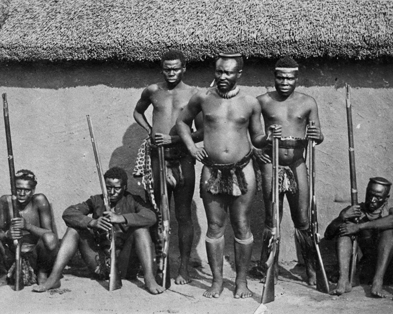 Dabulamanzi kaMpande (centre) led the Zulus at Rorke's Drift, c1879