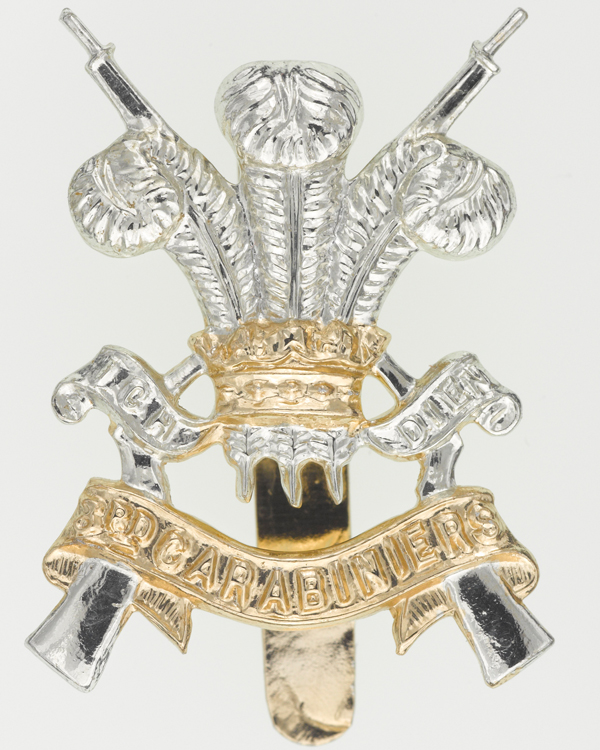Cap badge, 3rd Carabiniers (Prince of Wales’s Dragoon Guards), c1963