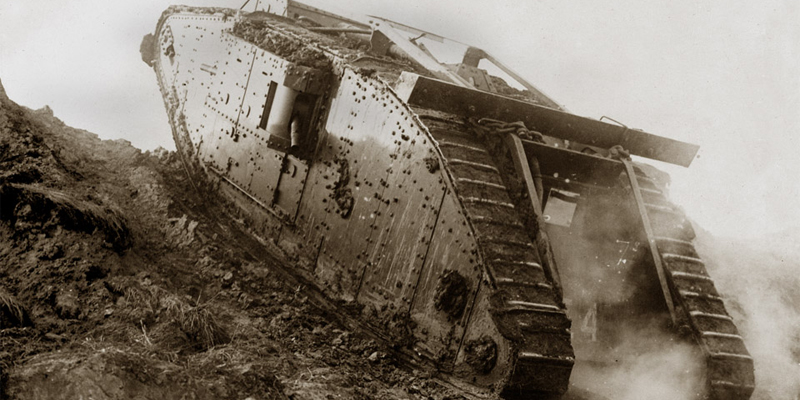 British Mark IV female tank during trials, 1917