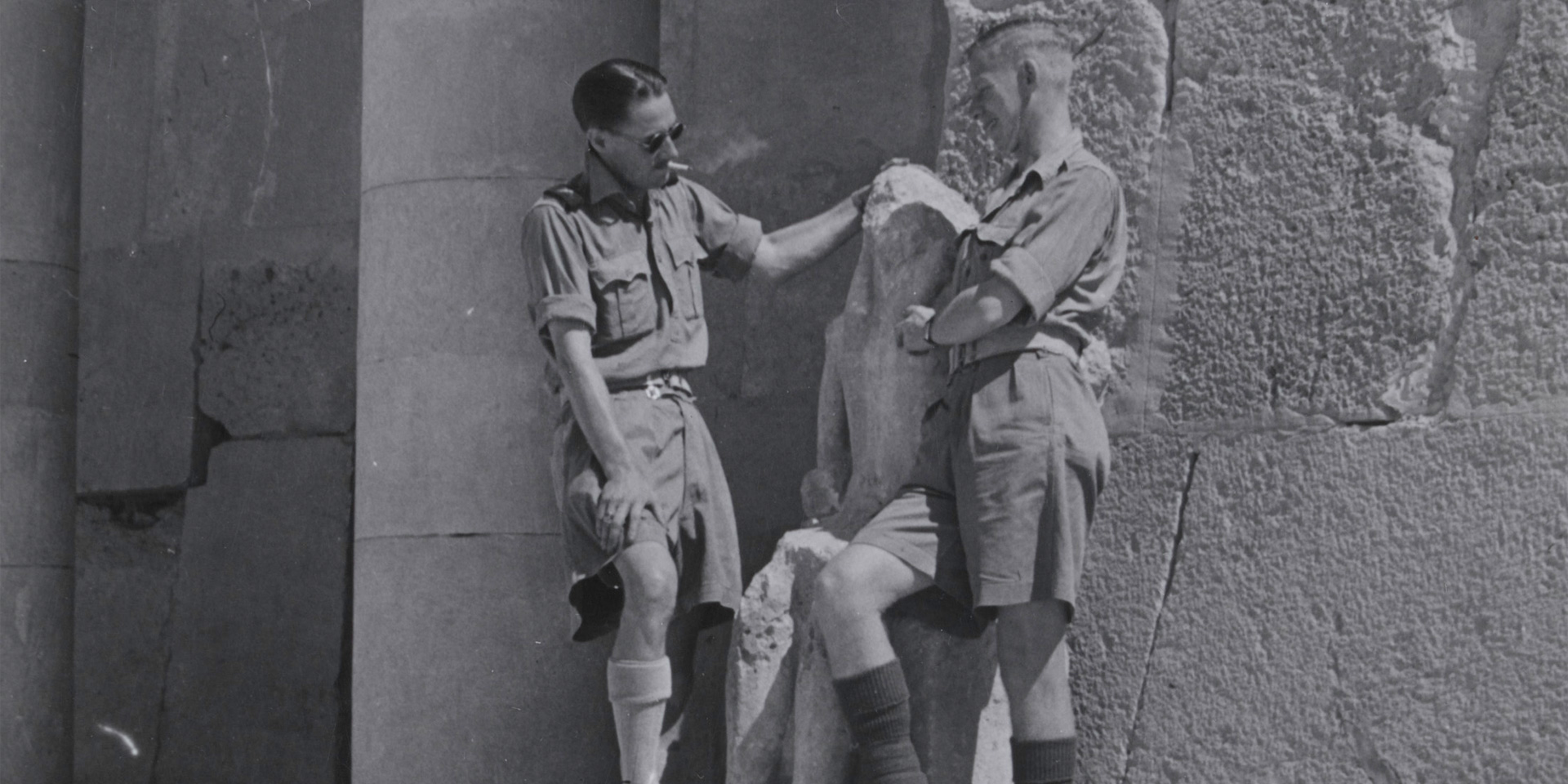 Soldiers visiting ancient ruins in Egypt, 1942
