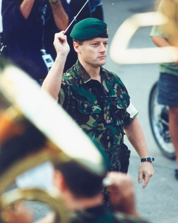 The Adjutant General’s Corps band playing to the people of Pristina, Kosovo, 1999