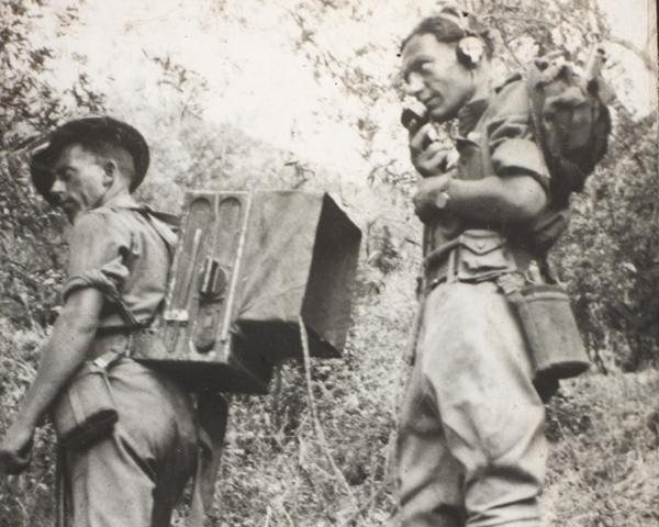 Major George Crocker MC, 6th Royal Inniskilling Fusiliers, using a wireless set, November 1943