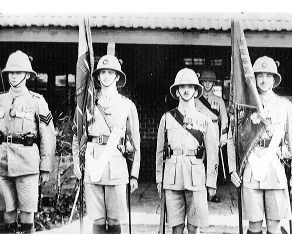 Colour Party, 1st Battalion The King's Own (Yorkshire Light Infantry), Deolali, 1920