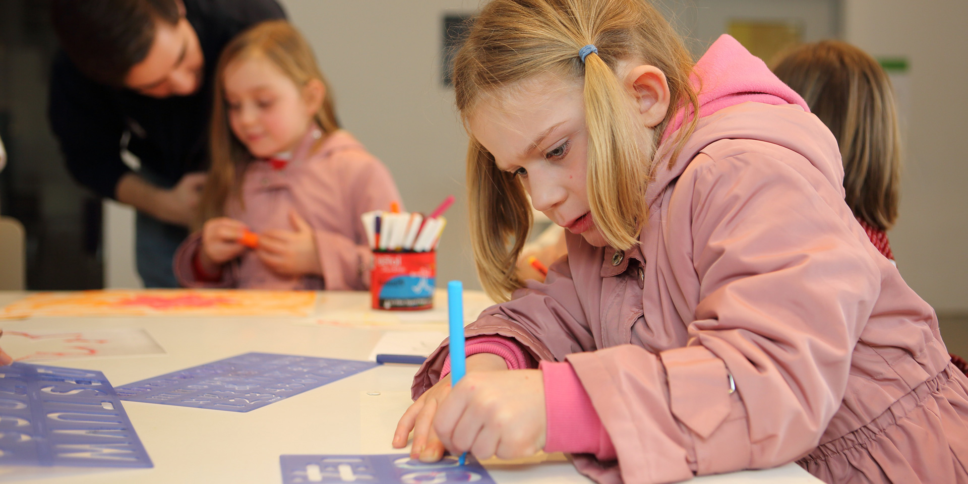 Children making posters