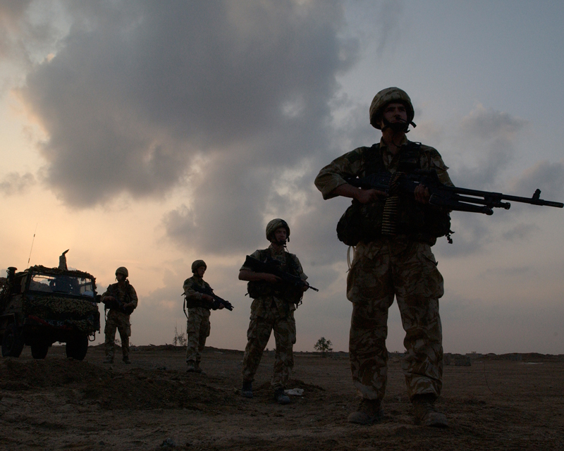 Members of Mortar Platoon, 40 Royal Marine Commando, on patrol, 2004