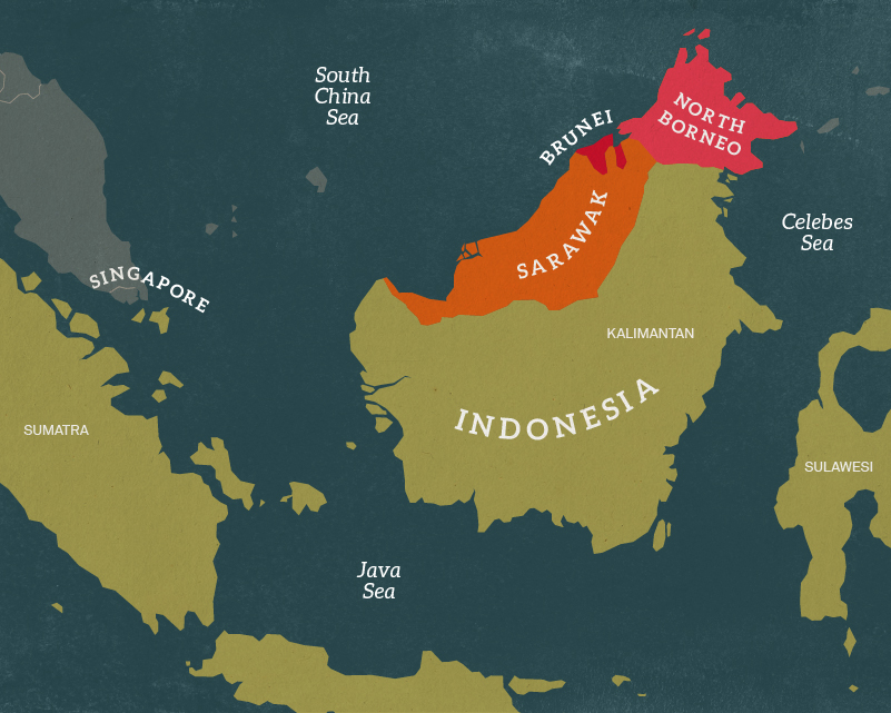 Map of the island of Borneo, 1962