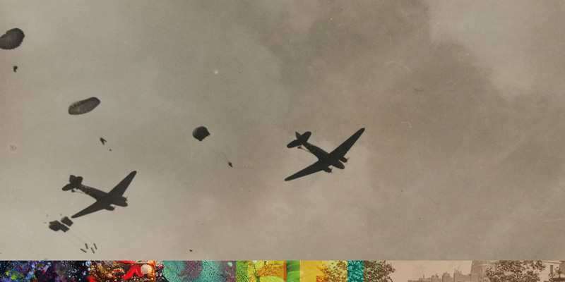 Paratroops landing on the outskirts of Arnhem, 1944