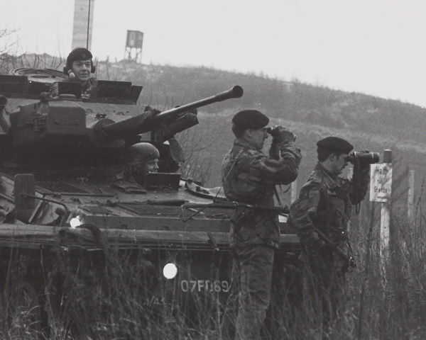 A training patrol of the 16th/5th The Queen’s Royal Lancers visits the Inner German Border, 1979