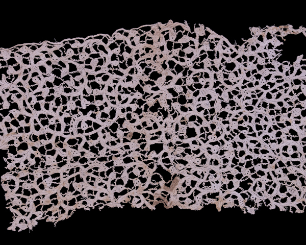Blood-stained lace from the boots worn by King William at the Boyne, 1690
