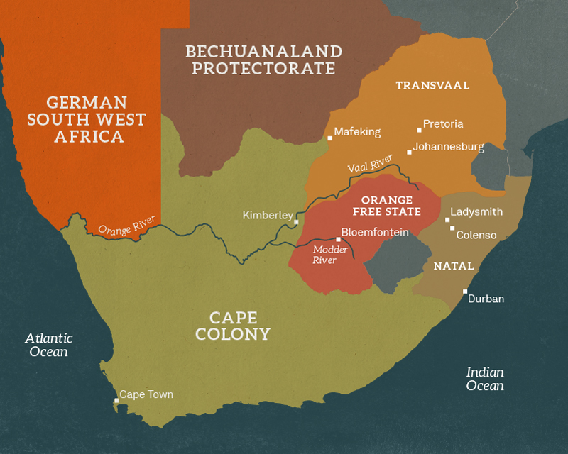 Map of Southern Africa, c1899