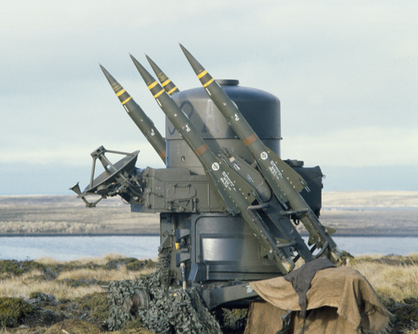 A Rapier missile battery at San Carlos Water, 1982 