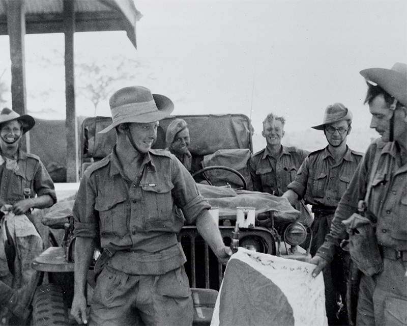 British troops with a captured Japanese flag, c1944