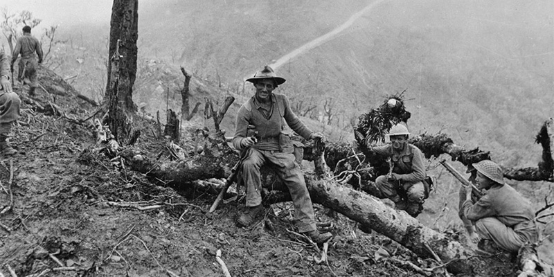 10th Gurkha Rifles resting after the capture of ‘Scraggy’ hill, Burma Campaign, 1944