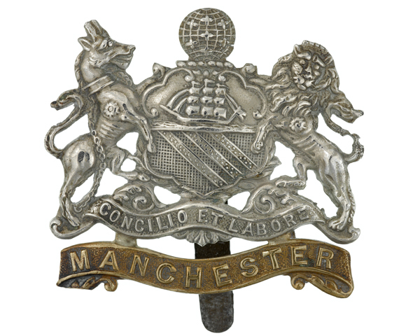 Cap badge of The Manchester Regiment, c1914