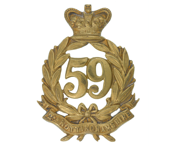 Glengarry badge, other ranks, 59th (2nd Nottinghamshire) Regiment of Foot, c1874