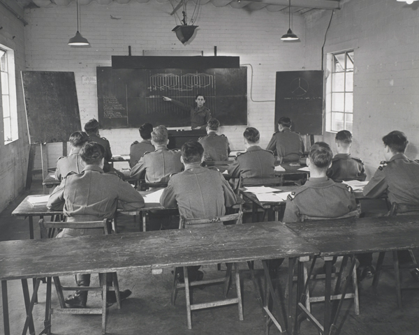 Cadets attend a lecture at Sandhurst, c1960