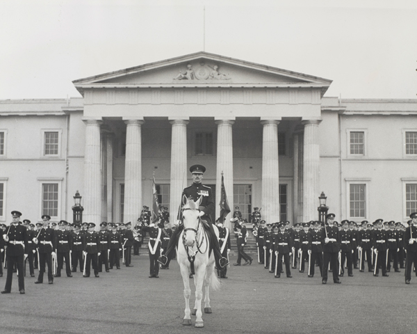 Passing out parade at the Royal Military Academy Sandhurst, c1955