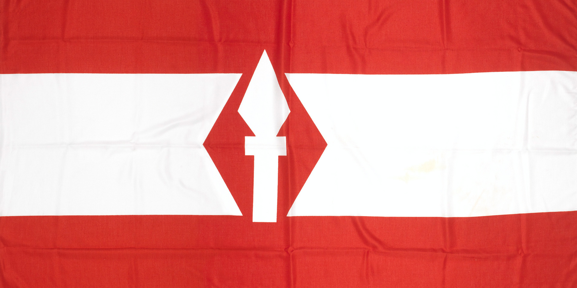 Last flag to fly over 1st British Corps Headquarters in Bielefeld, Germany, c1992