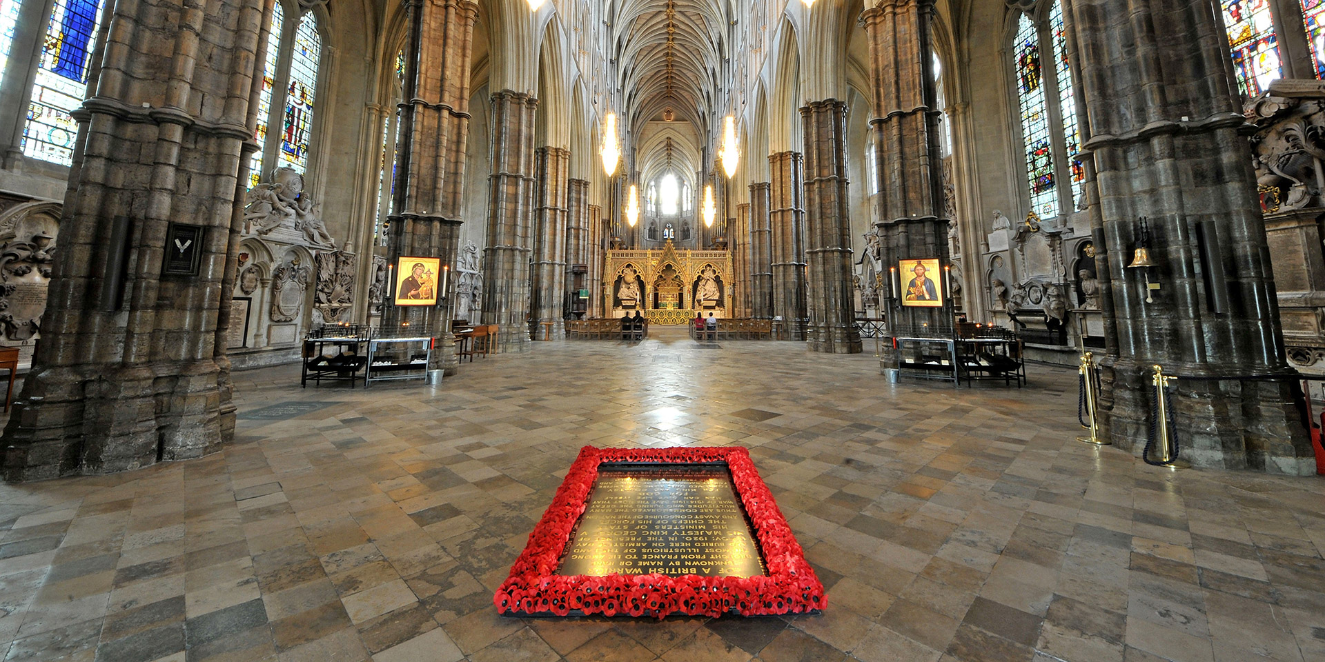 The grave of the Unknown Warrior in Westminster Abbey